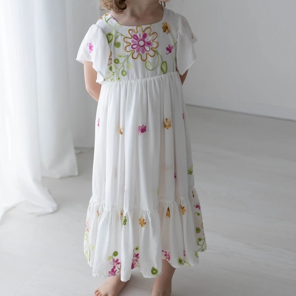 Little Eyelet Malka Maxi Dress- White